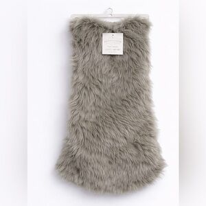 WonderShop Faux Fur Tree Skirt Gray 48” Plush Christmas Tree Base Cover